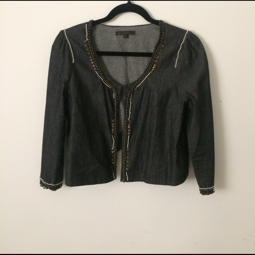 Luca Couture Beaded & Chained Crop Cover Jacket M