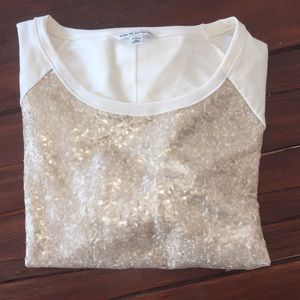 Banana Republic Sequin Sweatshirt in Gold/Cream XL