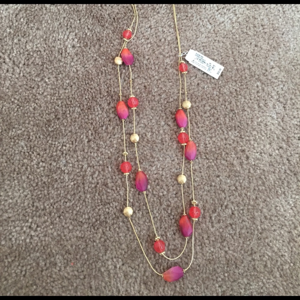 Gold/pink/purple necklace