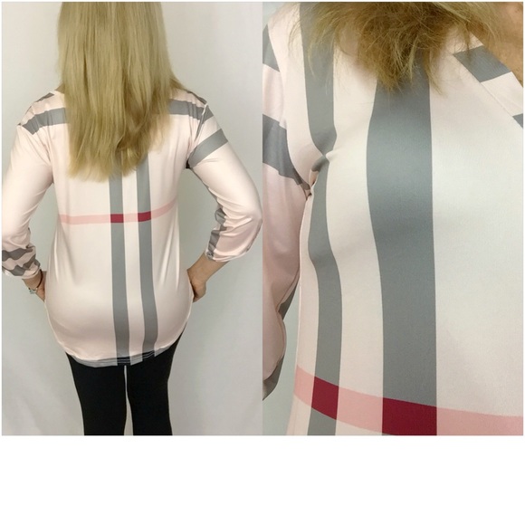 Beautiful Blush Plaid V-Neck Tunic Top XL sold - Picture 2 of 6