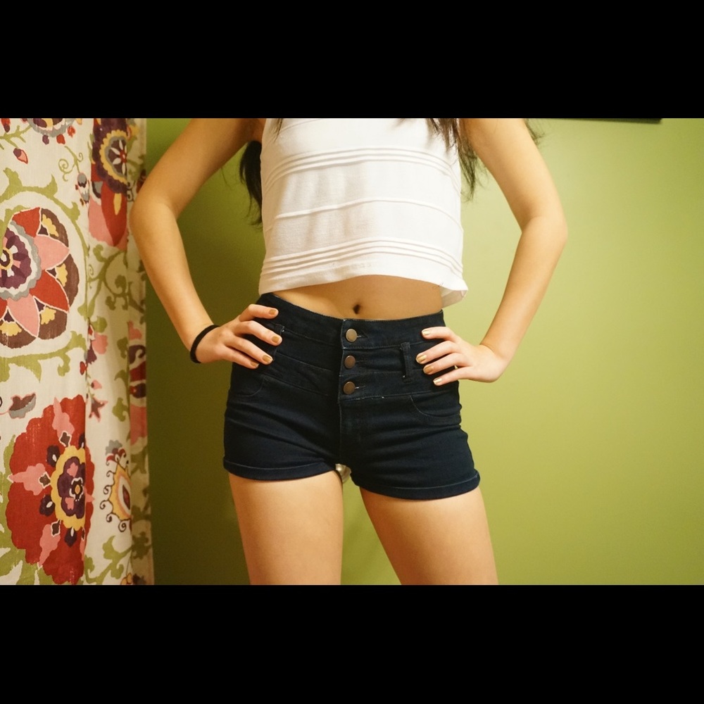 Navy button shorts