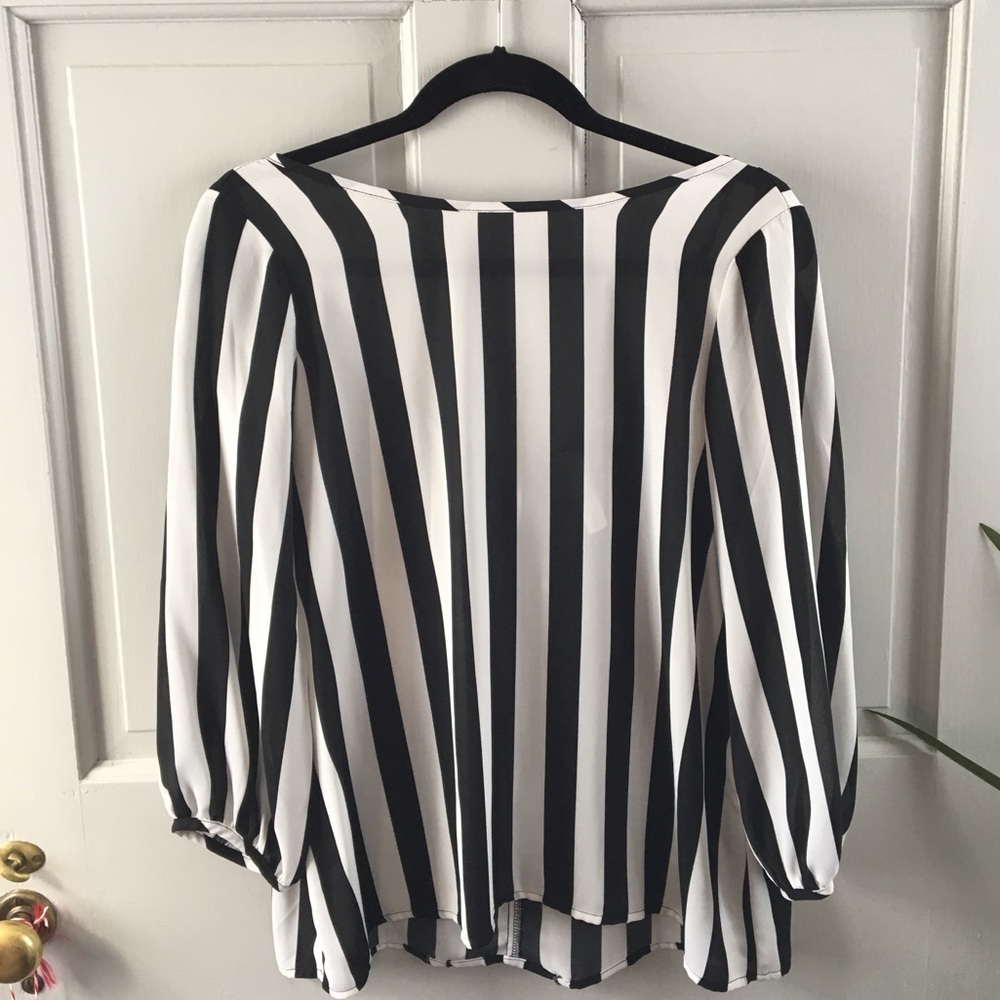 Black & white striped blouse