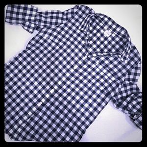 J. Crew Navy gingham button up