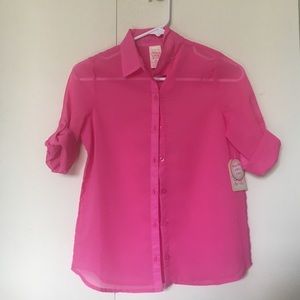 Hot pink button down