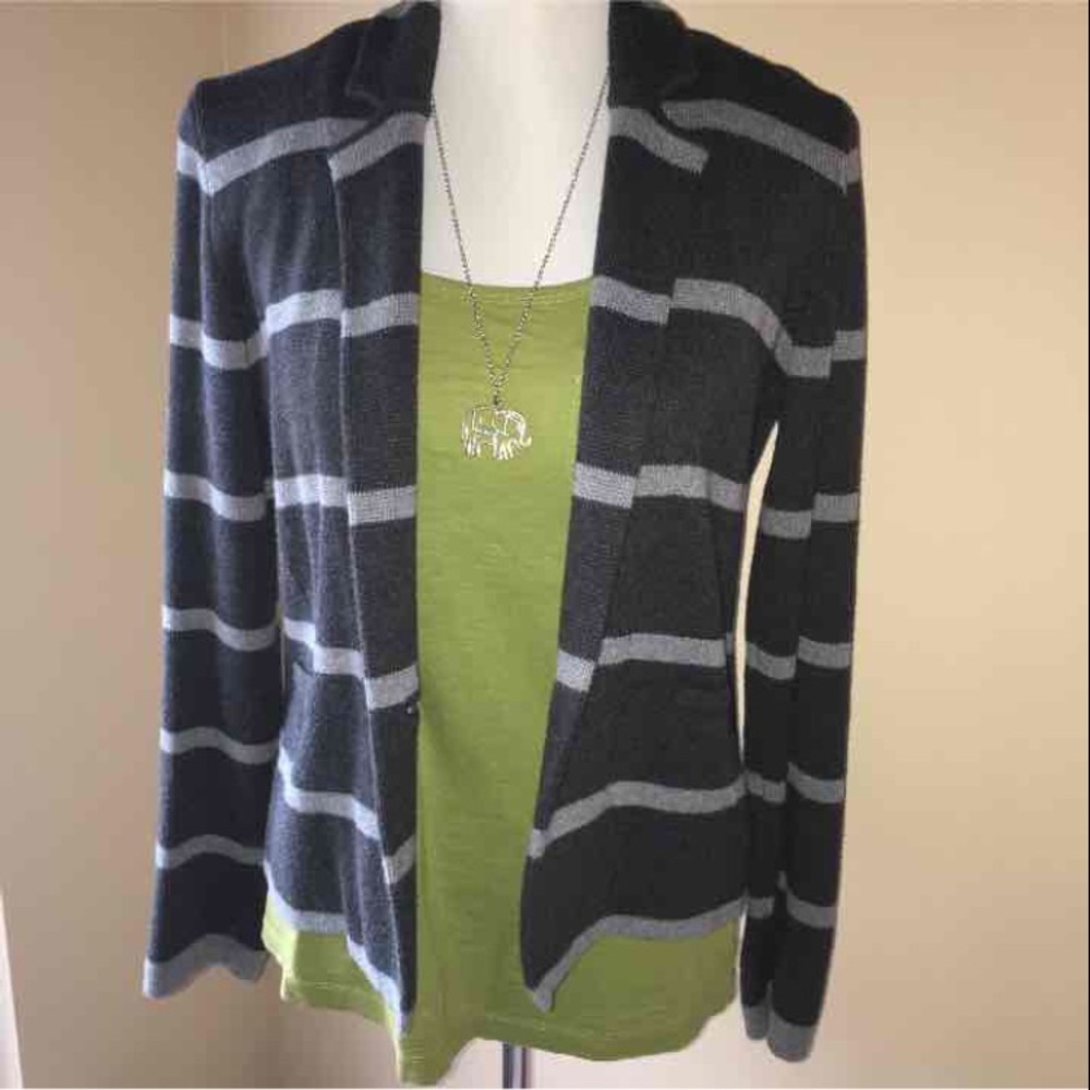 🚫Grey striped cotton blazer