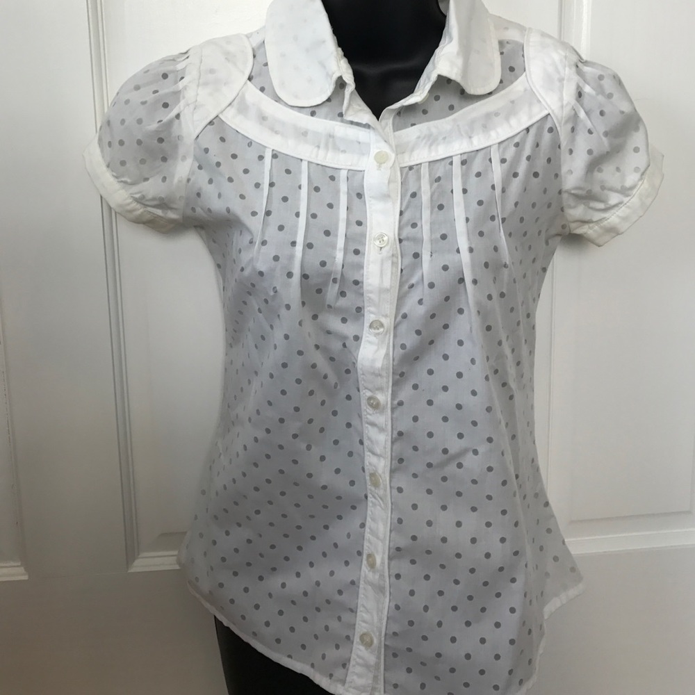 Pull and Bear white polka dot shirt