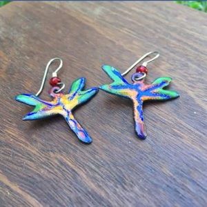 Rainbow dragonfly earrings