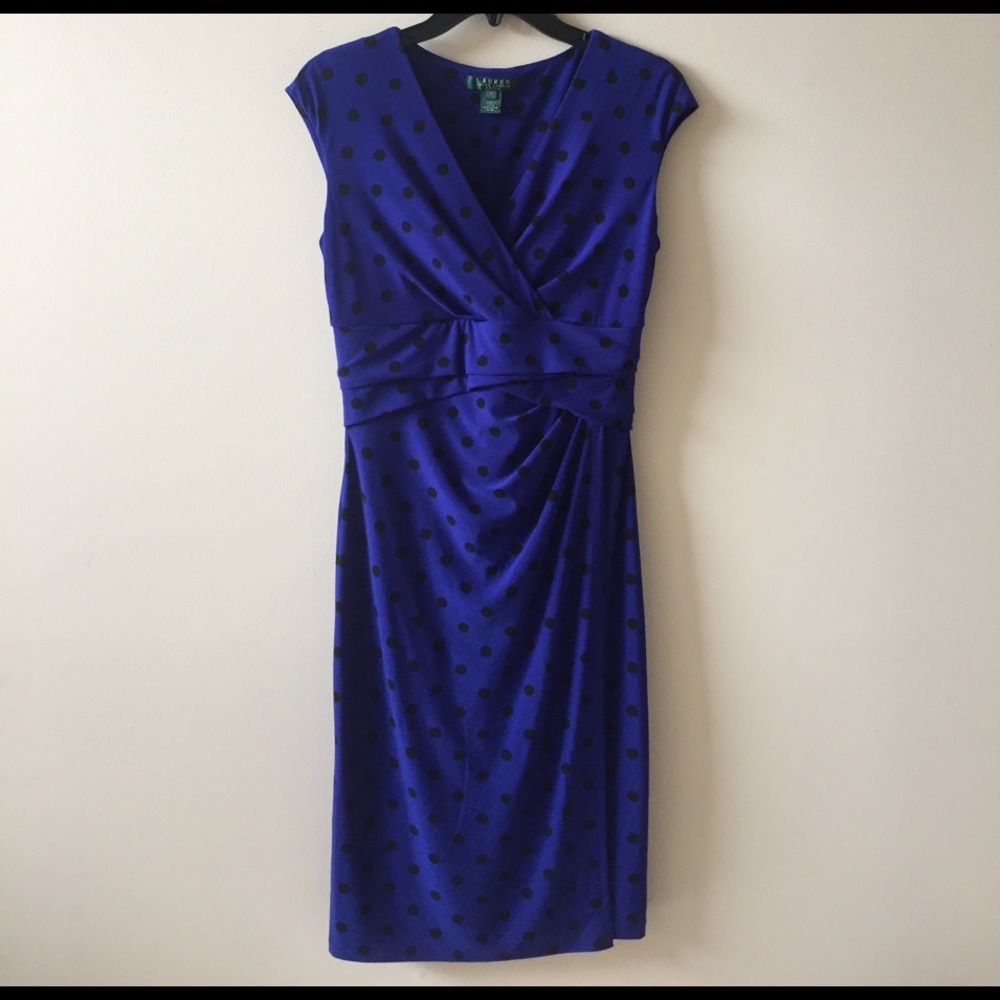 Lauren Ralph Lauren Fitted Wrap Dress Polka Dots