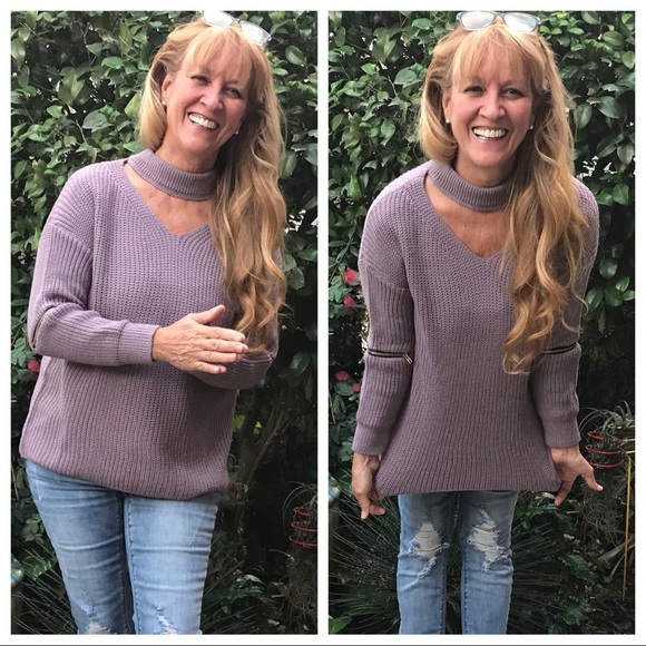Darl Purple Chocker VNeck Sweater - Picture 8 of 8