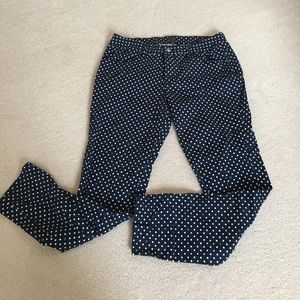 Jag navy white polka dots skinny leg pants