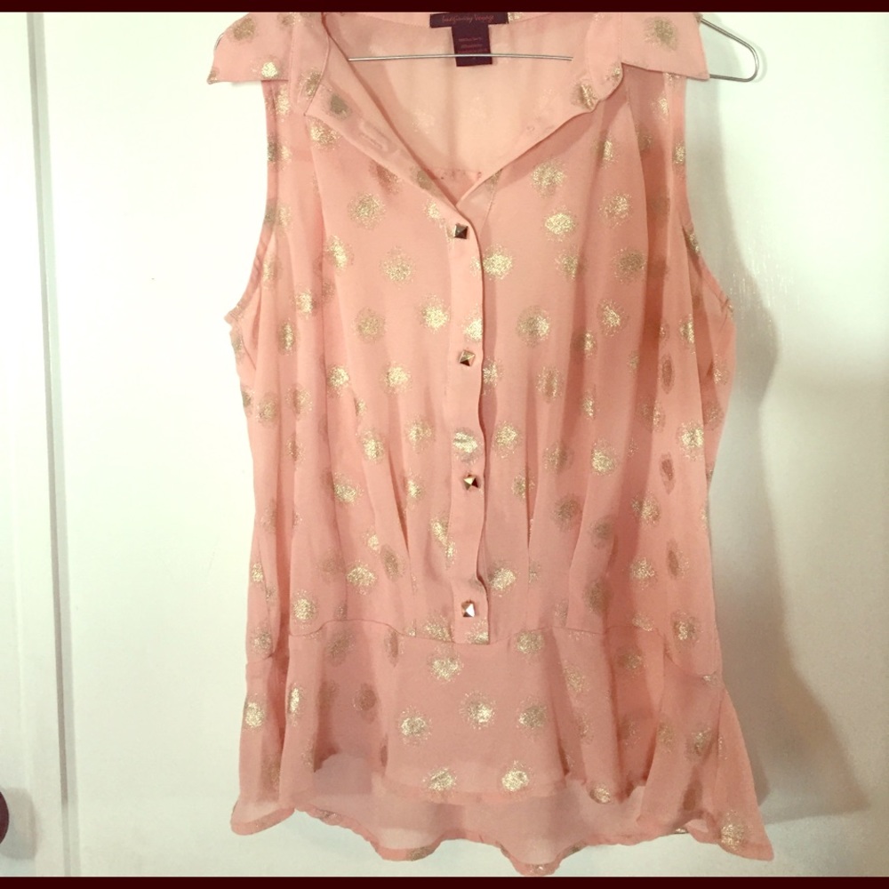 Pink and gold polka dot tank top
