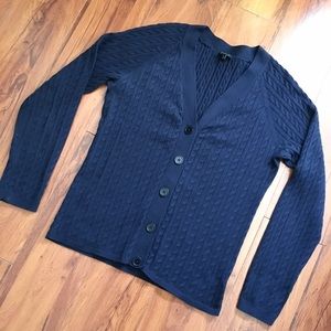 TALBOTS Navy Cable Knit Cardigan