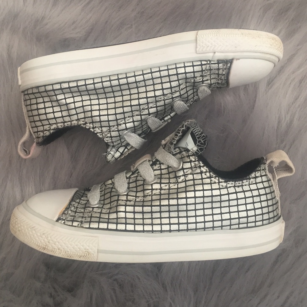 Converse All Star Infant Silver Sneakers Size 10