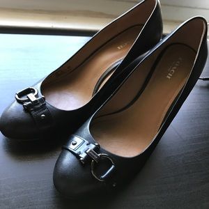 COACH Romania Black Wedge Heels - Size 8.5