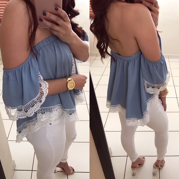 LAST CHANCE • OTS Blue Crochet Top - Picture 2 of 2