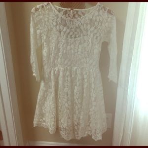 Free People White lace embroidered dress