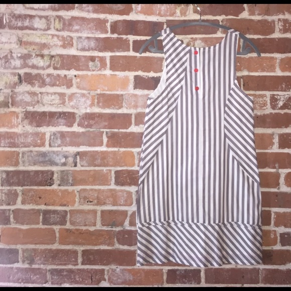 Maeve Gray and White Striped Sleeveless Dress - Picture 2 of 7
