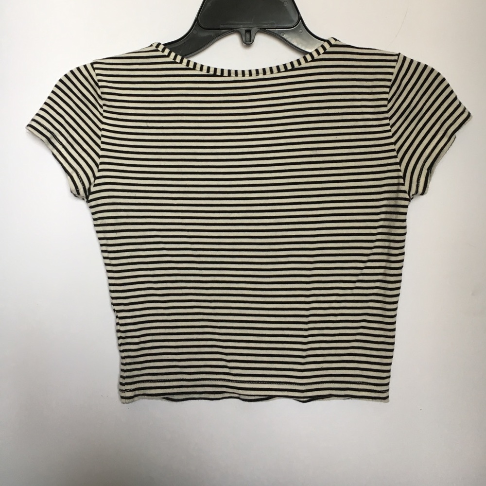 Garage Black and White Striped Vneck Crop Top - Picture 4 of 4