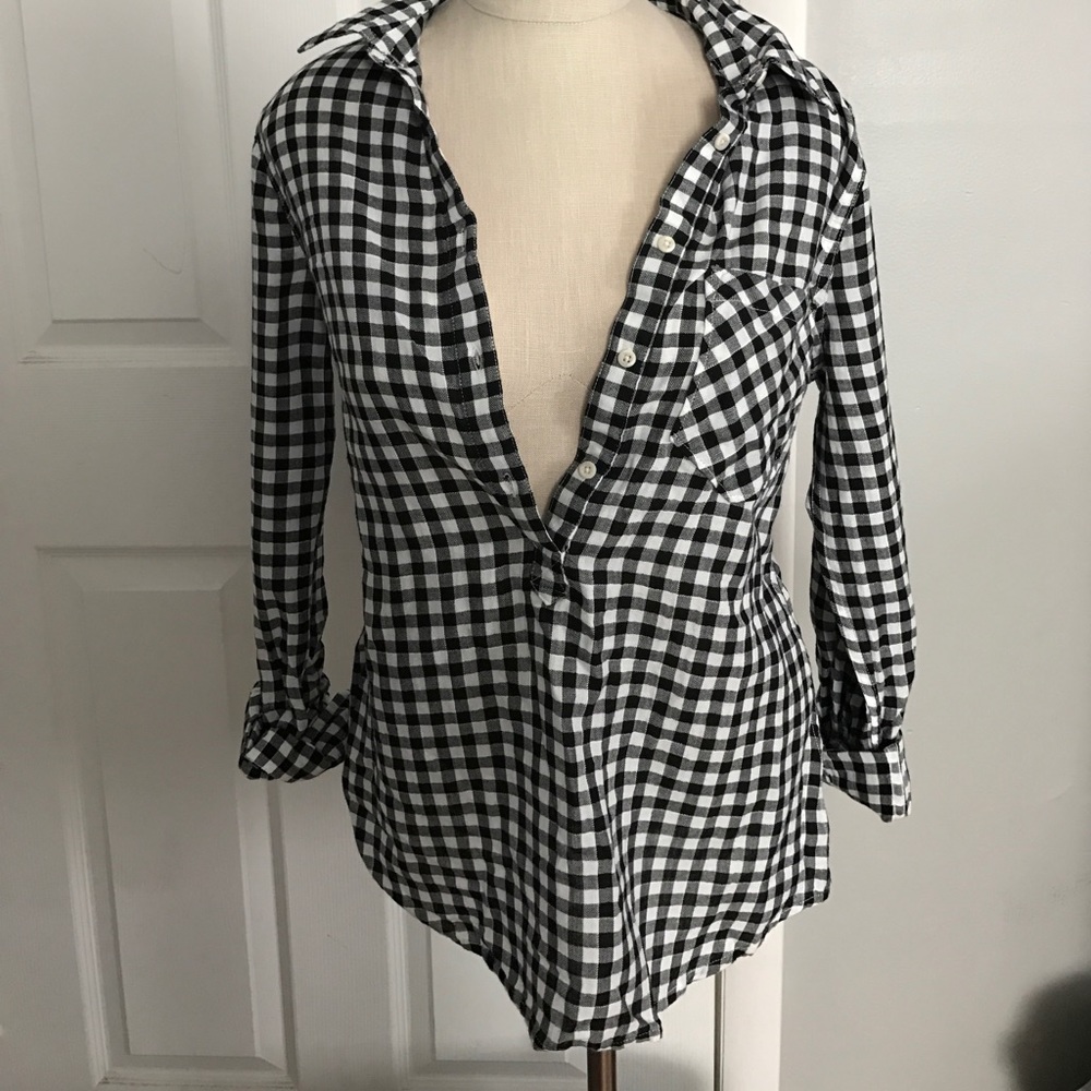 Half button up plaid shirt