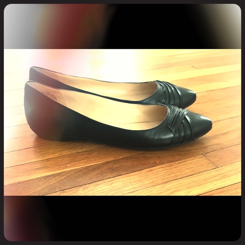 Nine West black flats, size 9.