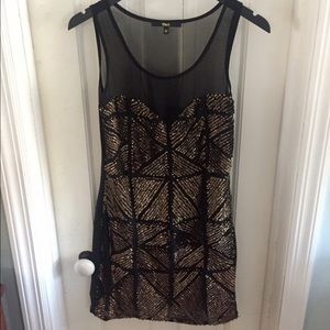 Black and Gold Sequin Dress