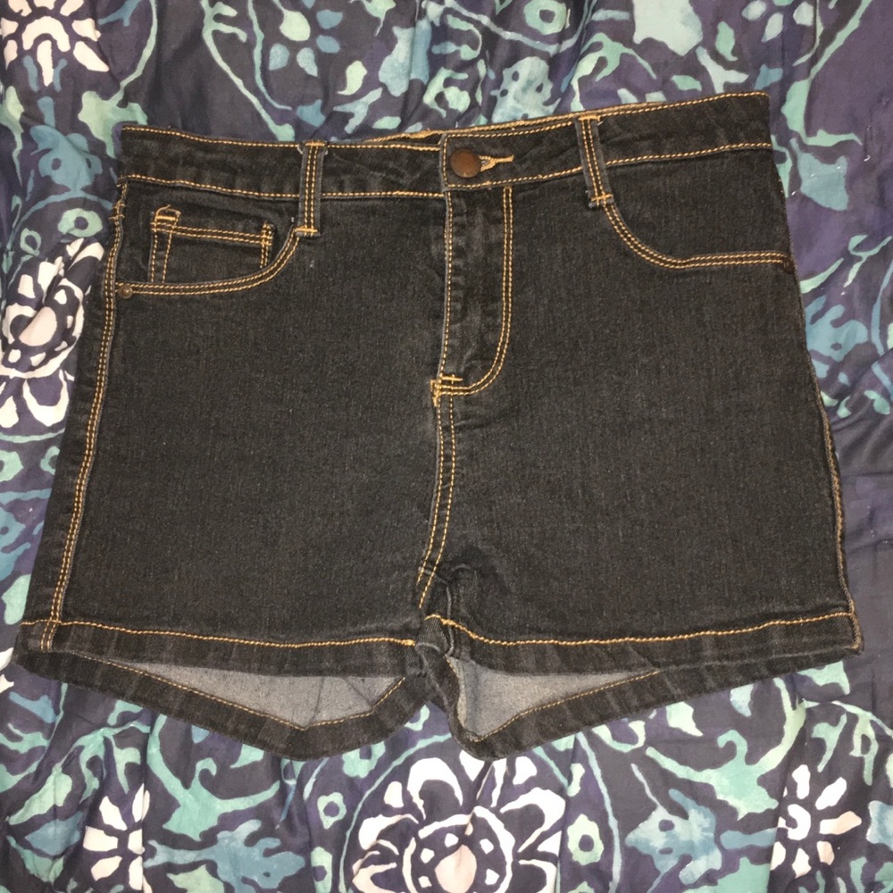 Black Denim High Waisted Shorts