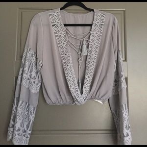 Lace up long sleeve