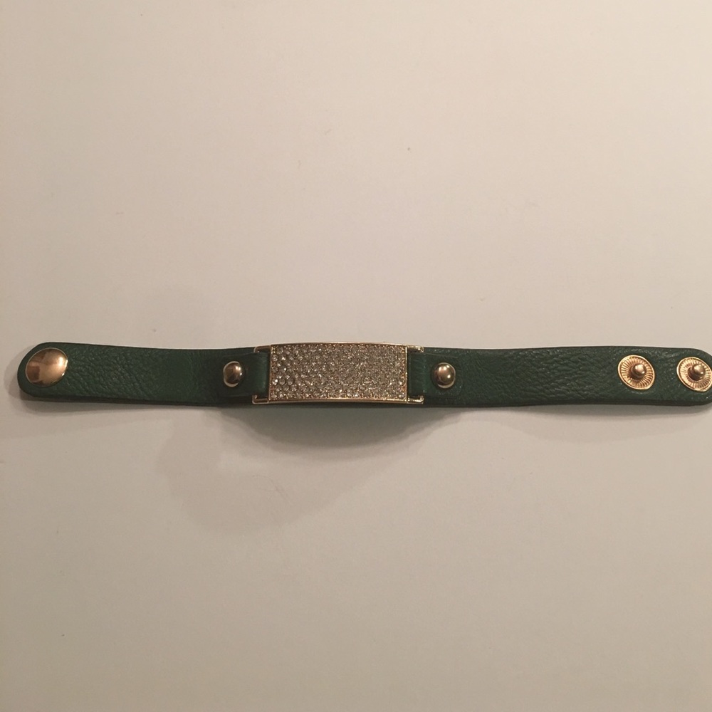 🆕Vegan Leather Bracelet Emerald Green With Bling - Picture 6 of 6