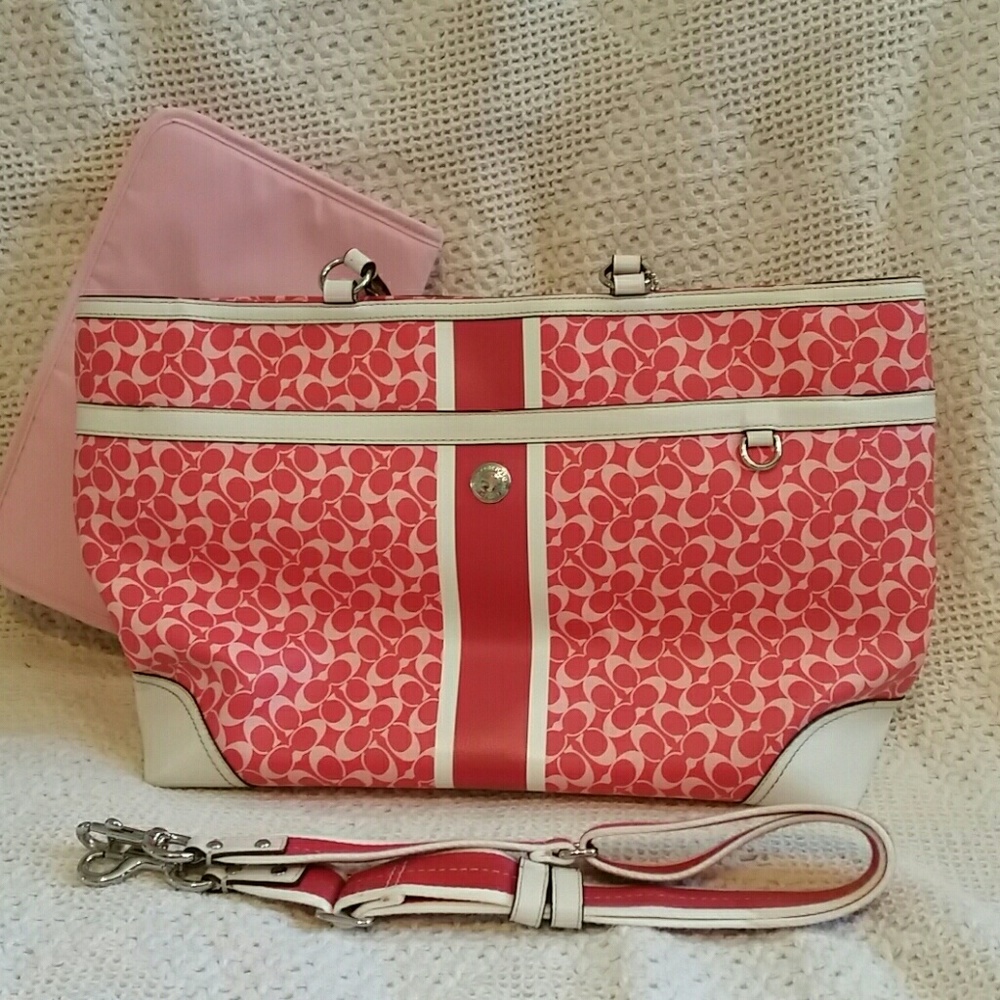 Coach diaper bag coral/pink