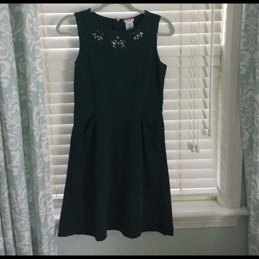 Girls Crew Cuts hunter green embellished dress