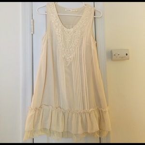 Ivory Dress with Lace and Pleating Detail