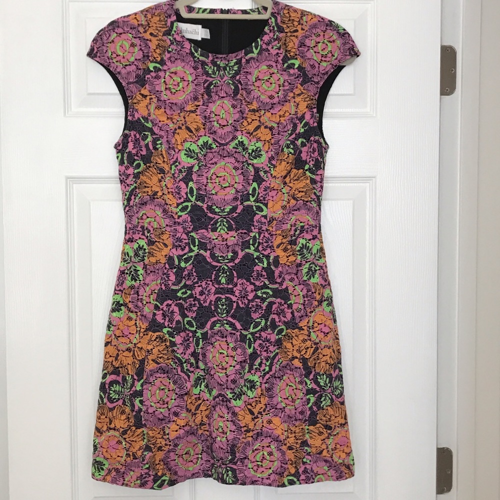 Shakuhachi Neon Floral Lace Dress