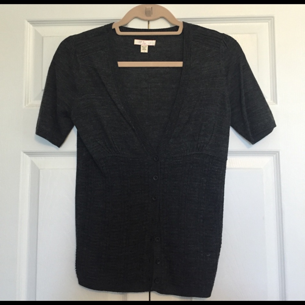 Lux Deep V Button Down Short Sleeve Sweater