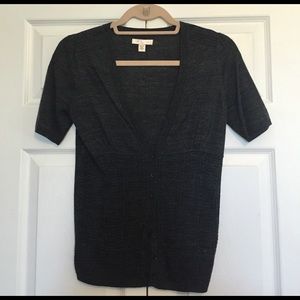 Lux Deep V Button Down Short Sleeve Sweater
