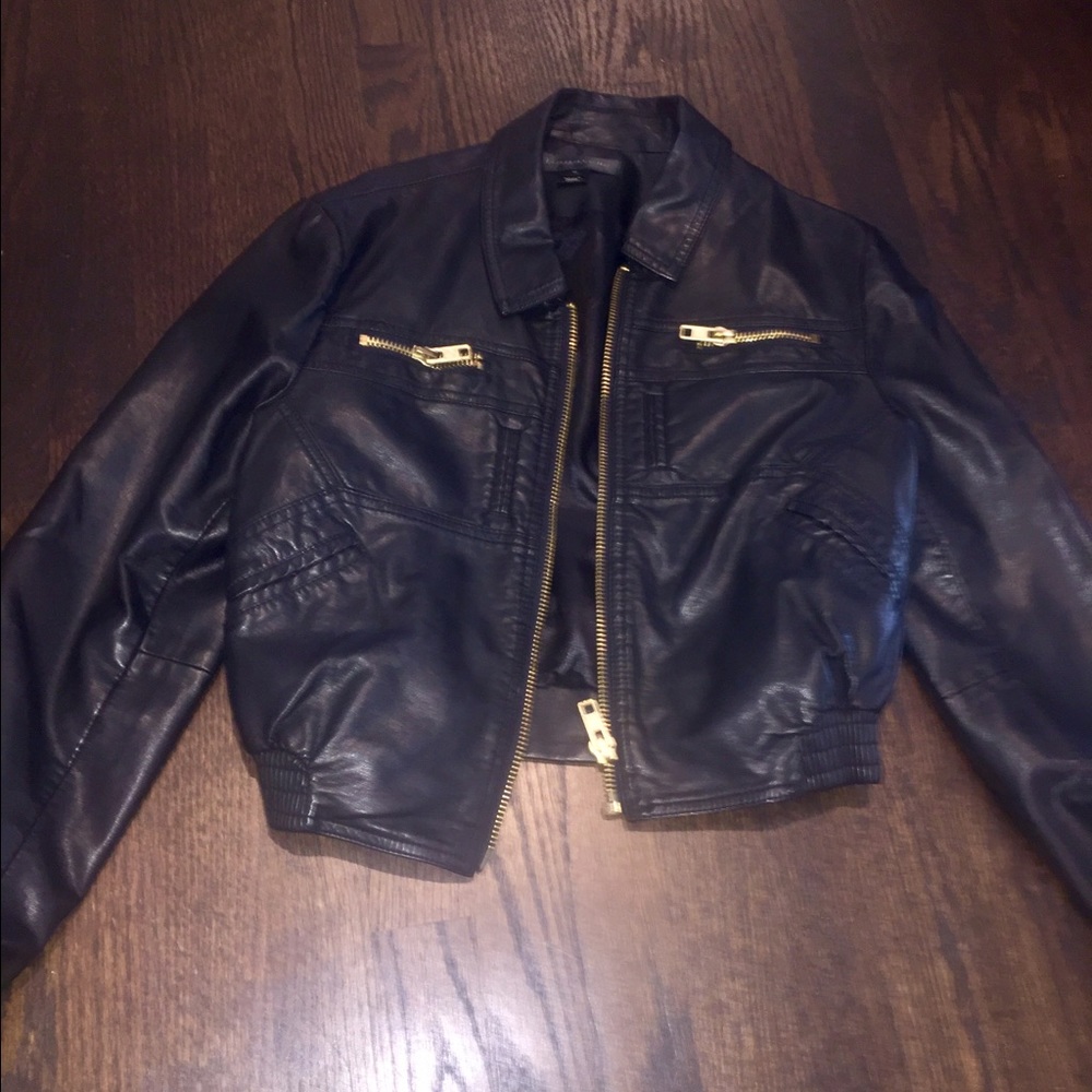 Cropped bagatelle black faux leather jacket