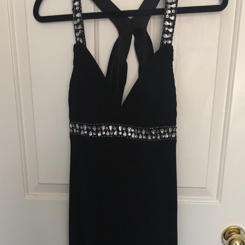 REDUCED: Betsy & Adam sexy back floor length gown