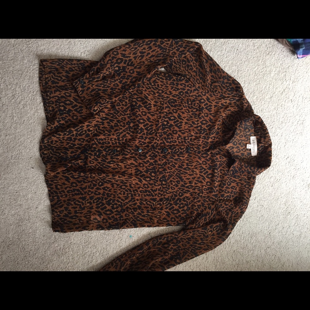 Cheetah print button down blouse