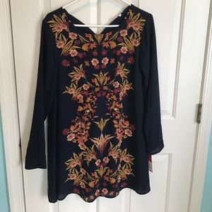 Navy and Floral Shift Dress