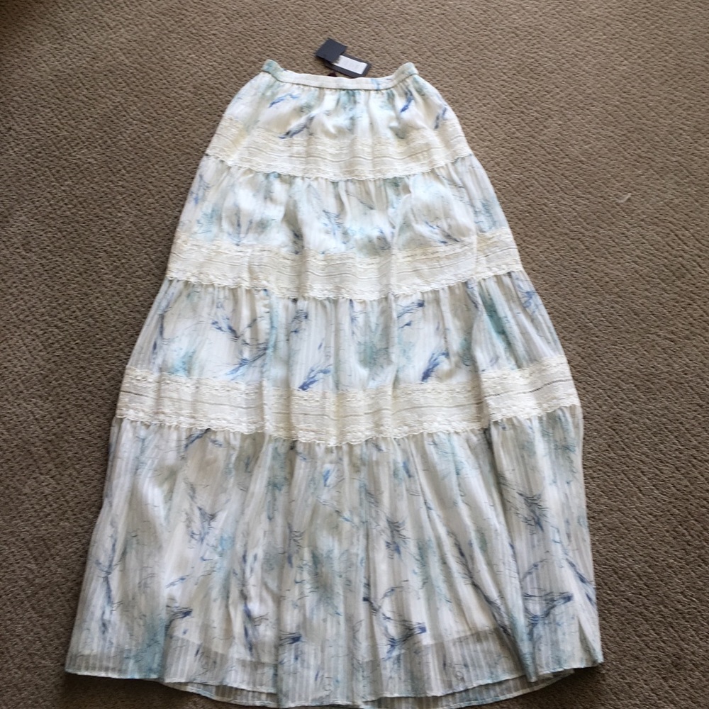 Marchesa Voyage Silk Tiered Maxi Skirt