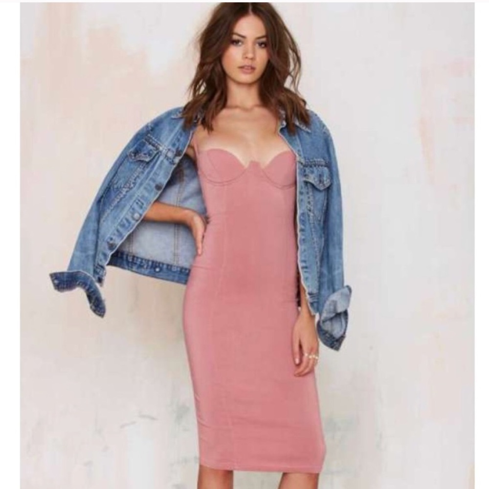 Rare London blush midi dress