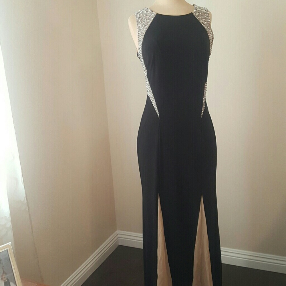 Long Black Dress with beaded detail