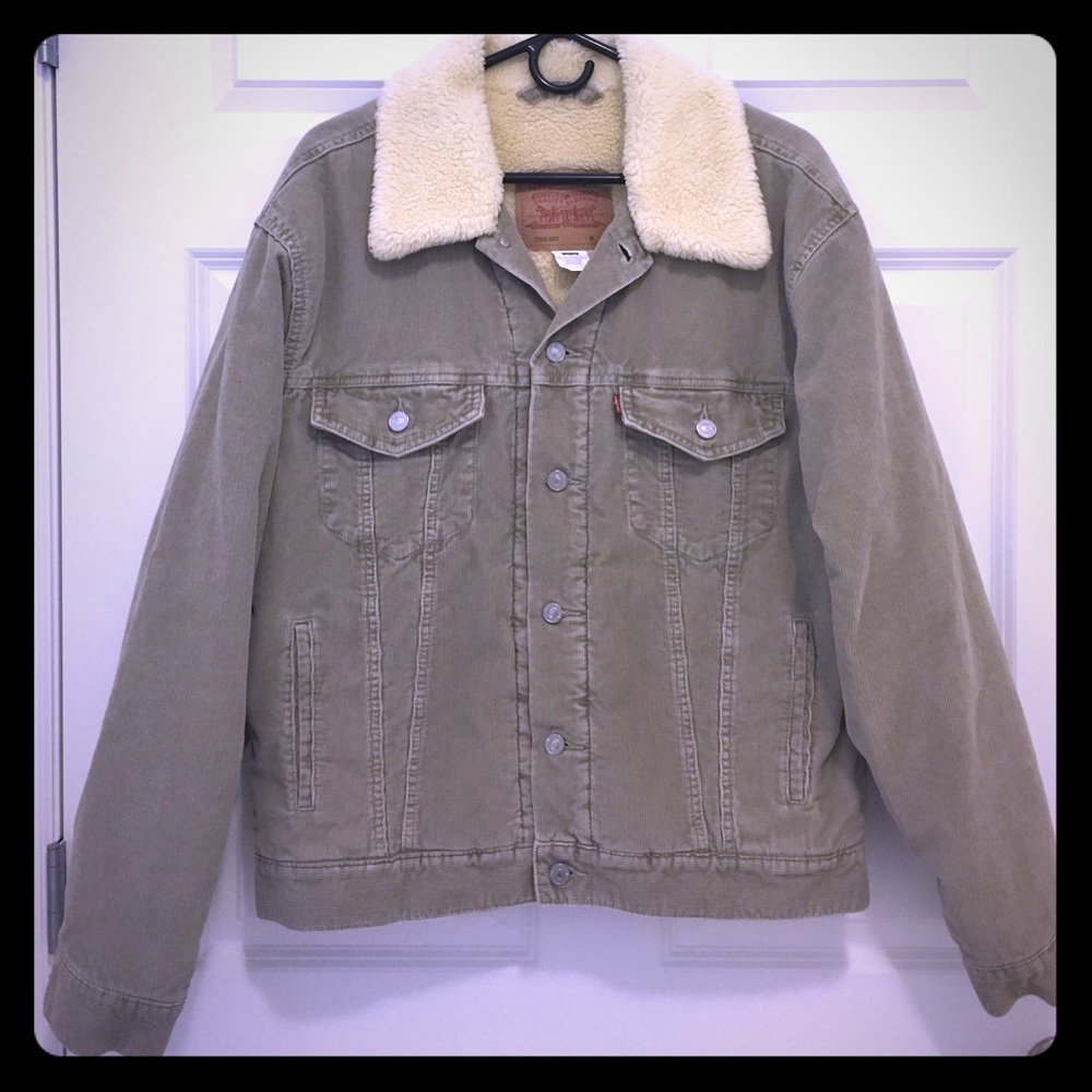 Men's Levi's relaxed trucker jacket beige cord