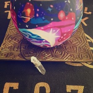 Single Quartz Crystal Necklace (Black Cord)