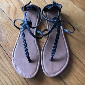 Glaze Brand Black Braided Gladiator Sandals