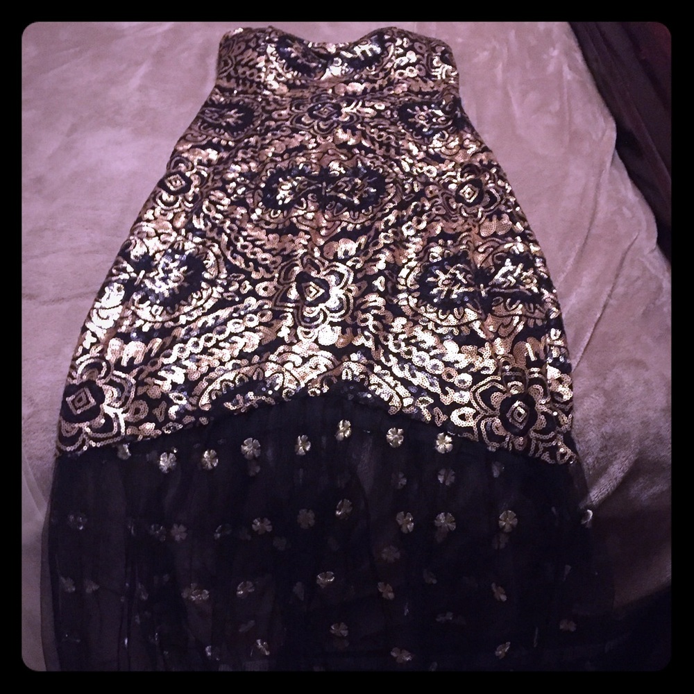Black and Gold shear skirt dress
