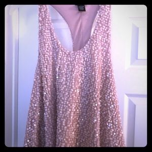 Sequined halter. Great for a night out. Blush pink