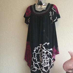 Sheer Black Blouse with Flower Print