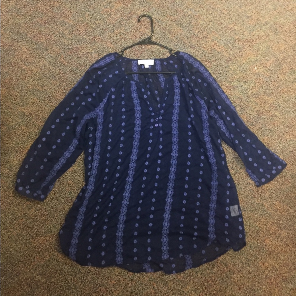 Blue Olive & Oak see through blouse
