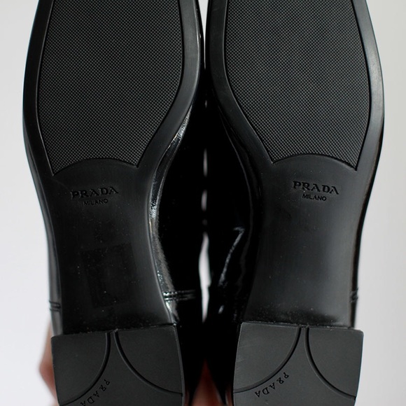 Prada Patent Leather Chelsea Boots - Black Boots, Shoes  Prada Patent Chelsea Boots