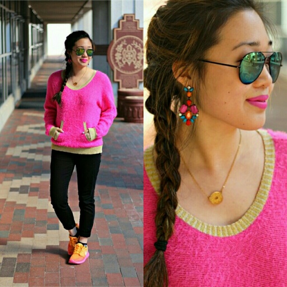 Juicy Couture Fluffy Pullover Sweater w/ Gold Trim
